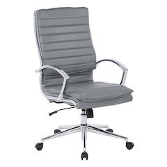 High Back Manager's Faux Leather Chair with Chrome Base, Removable Arm Sleeves