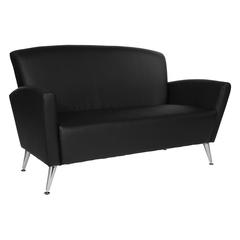 Loveseat in Dillon Black Bonded Leather with Chrome Legs, SL50552-R107
