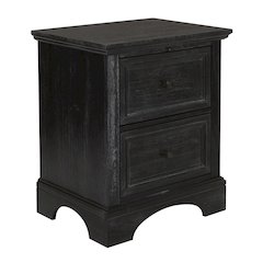 Farmhouse Basics 2 Drawer Nightstand with Tray in Rustic Black Finish, BP-4200-11B