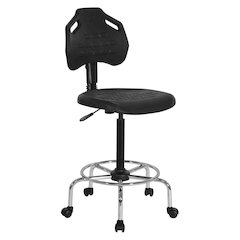Black Self Skinned Urethane Intermediate Drafting Chair In Chrome Base