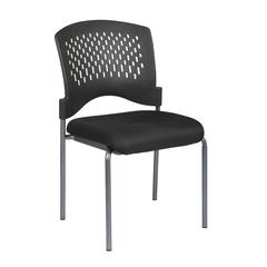 Titanium Finish Armless Visitors Chair with Ventilated Plastic Wrap Around Back