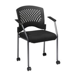 Titanium Finish Rolling Black Visitors Chair