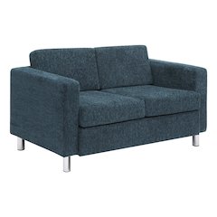 Pacific Loveseat In Navy Fabric with Chrome Finished Legs