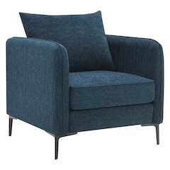 Newhaven Accent Chair in Navy Green Fabric with Black Metal Legs