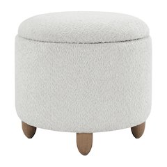 Lyra Storage Ottoman in Taupe Cord Fabric with Medium Oak Legs