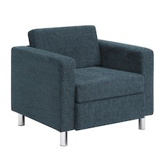 Pacific Armchair in Navy Fabric with Chrome Legs