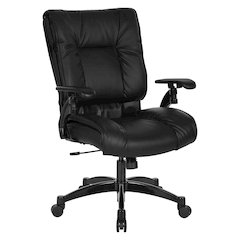Black Leather Conference Chair with Cantilever Arms, Steel Base