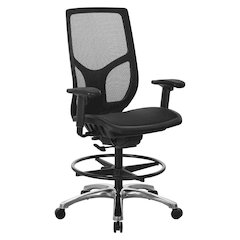 ProGrid Mesh Back Drafting Chair with Black Mesh Seat, PU Padded