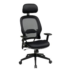 Office Star Professional Air Grid Chair with Adjustable Headrest - Mesh Seat - 5-star Base - Black - 1 Each