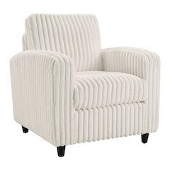Venus Club Chair in White Cord Fabric and Dark Espresso Finish Legs