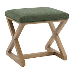 Carson X-Frame Stool in Pine Fabric and Medium Oak Finish Wood