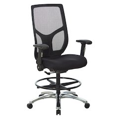 ProGrid Mesh Back Drafting Chair in  FreFlex Coal Fabric with Padded Seat