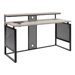 Ace 60" Desk with Hutch in Grey Taupe Top and Matte Black Frame