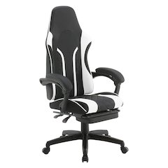 Expanse Gaming Chair  With Footrest in White Fabric