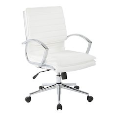 Mid-Back Manager’s Faux Leather Chair with Chrome Base, Removable Arm Sleeves.