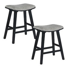 Coley 24" Saddle Stool 2-Pack With Graphite Fabric Seat And Black Wash Frame