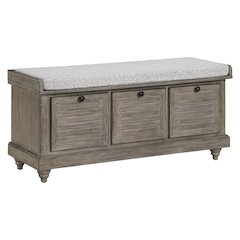 Dover Storage Bench In Goldstone Finish With Salt And Pepper Cushion Asm