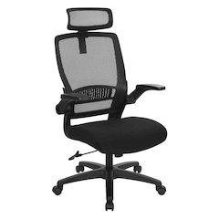 Managers Chair With Mesh Back In Black Fabric Seat Molded Foam