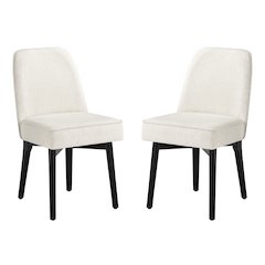 Jada Dining Chair 2-Pack in Linen Fabric with Black Finish Wood
