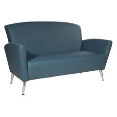 Loveseat in Dillon Blue Bonded Leather with Chrome Legs, SL50552-R105