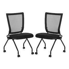 PU Padded Back Soft-Flex Frame Progrid Mesh Back Armless Folding Chair