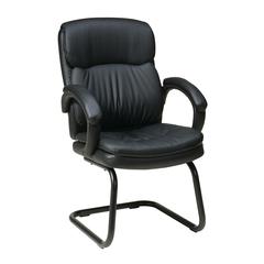 Bonded Leather Visitors Chair with Padded Arms and Sled Base