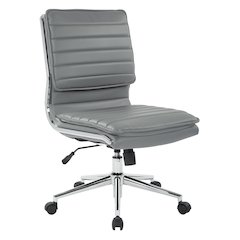 Armless Mid Back Manager's Faux Leather Chair in Charcoal with Chrome Base.