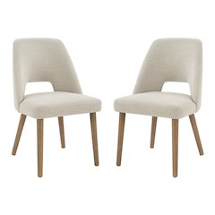 Ralston Dining Chair in Linen Fabric with Medium Oak Legs 2-Pack