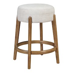Wesley 26" Counter Stool in Linen Fabric with Medium Oak Finish Frame