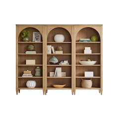 Laurel Modern Wood Open Bookcase Wall, Light Brown