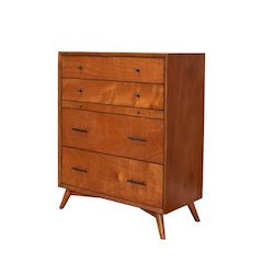 Flynn Mid Century Modern 4 Drawer Multifunction Chest w/Pull Out Tray, Acorn