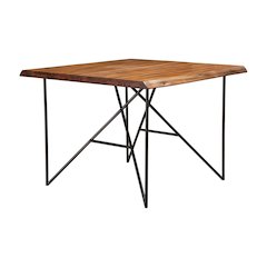 Live Edge Solid Wood Pub Table w/Metal Legs, Light Walnut