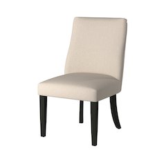 Live Edge Set of 2 Upholstered Parson Chairs, Cream/Black