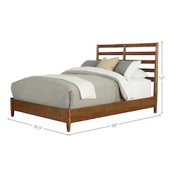 Flynn Retro California King Bed w/Slat Back Headboard, Acorn