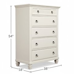 Winchester 5 Drawer Chest, White