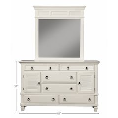 Winchester 6 Drawer Dresser w/2 Cabinets, White