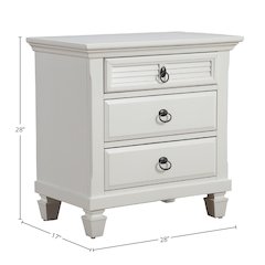Winchester 3 Drawer Nightstand, White