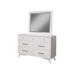 Flynn Mid Century Modern 7 Drawer Dresser, White