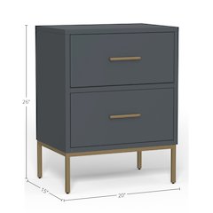 Madelyn Two Drawer Nightstand, Slate Gray