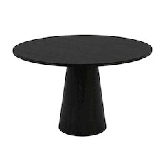 Black Round Dining Table, Mid-Century Modern Style, Seats 4