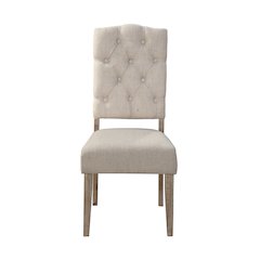 Newberry Set of 2 Button Tufted Parson Chairs, Weathered Natural