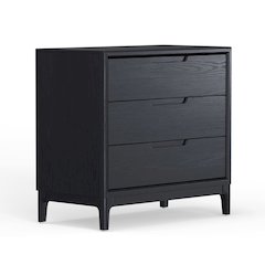 Vintage Black Accent Chest with Modern Design and Single Drawer, No Upholstery