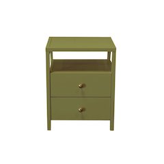 Olive Finish End Table with Drawer and Modern Farmhouse Design