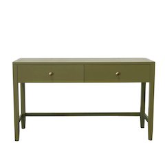 Olive Finish Writing Desk with Drawer Modern Farmhouse Design Solid Build