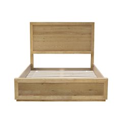 Queen Platform Bed with Modern Farmhouse Design and Durable Wood Rails