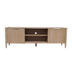 Wood-Finish TV Console with Modern Contemporary Design and Middle Shelf Storage