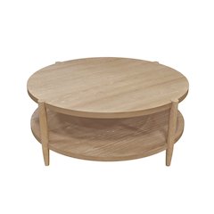 Neutral Round Coffee Table with Modern Contemporary Design and Sturdy Build