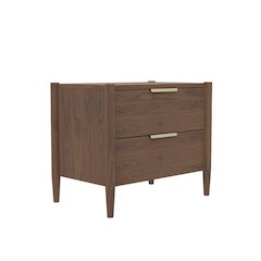 Walnut Nightstand with Drawer Rubberwood Solids Oak Veneer Modern Design