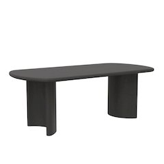 Dining Table Black Modern Design Durable Construction Solid Wood Surface