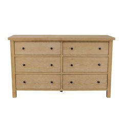 Six Drawer Dresser in Neutral Finish with Modern Farmhouse Style